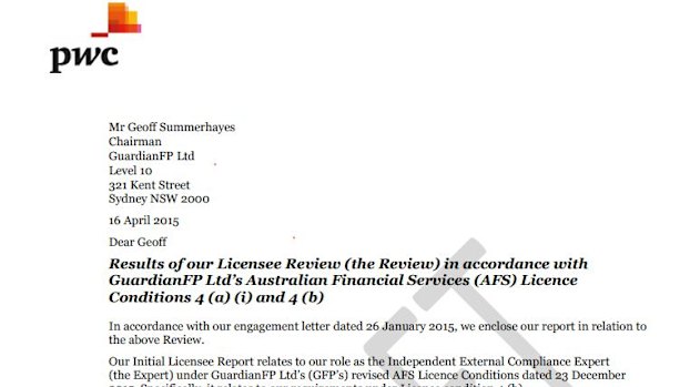 The draft of PwC's report on Guardian's issues, which has been obtained by Fairfax.