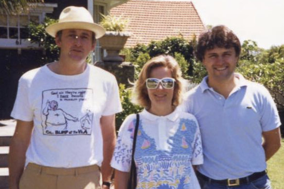 David Hooper QC (left) with Lucy and Malcolm Turnbull in the 1980s. Mr Hooper hired Mr Turnbull to fight the British government's attempt to ban the publication of Spycatcher. 