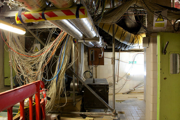 Some of the hundreds of kilometres of cables and wiring throughout the building. 