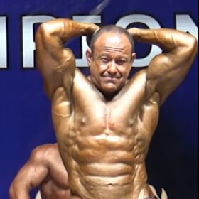 James Vertzayias in a body-building competition.