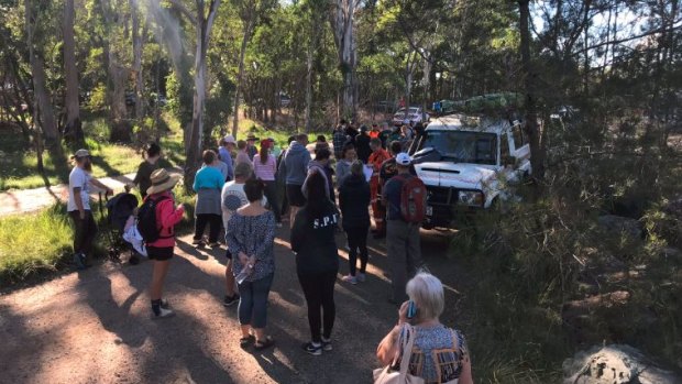 The community were out in force searching for missing Wellington Point man Keith Newton on Saturday, May 25. Photo: Mac Lyon, Seven News