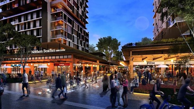 An artist's impression of the proposed town centre at Frenchs Forest.