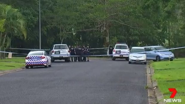 The crime scene in Babinda, south of Cairns, after a man died from a stab wound.