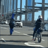 Around two dozen trail bike riders sped across the Harbour Bridge in the third mass ride out since February. 