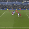 James Tarkowski scroes the equaliser for Everton in the last Merseyside derby at Goodison Park. 
