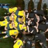 Rugby scrum during Bledisloe Cup clash