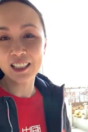 Tennis star Peng Shuai appearing in video on Singaporean site Lianhe Zaobao.
