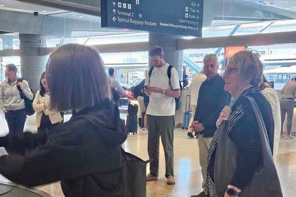 Stuart Broad waiting for his baggage in Sydney.