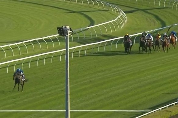 Pride Of Jenni leads by a huge margin in the Queen Elizabeth Stakes.