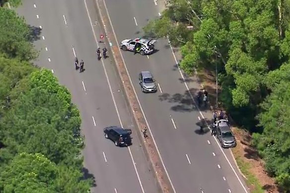 Police said the man fled the scene on foot, but was shot when he approached officers armed with a gun.