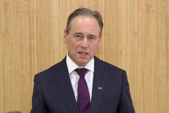 Greg Hunt in May 2022 in his then role as federal health minister.