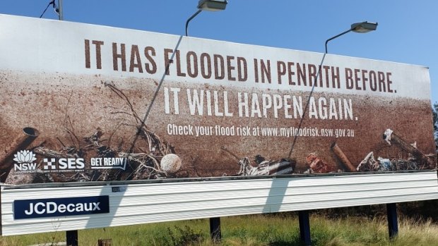 A 'Get Ready for Flood' billboard in Sydney's west.