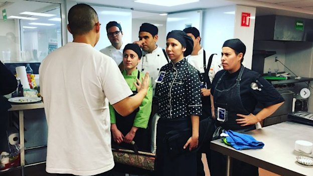 Merivale chef Dan Hong on one of the company’s recruitment missions to Mexico. None of the chefs pictured spoke with this masthead for this story, and it is unclear if they ever made it to Australia. There is no suggestion of any wrongdoing on Hong’s part.