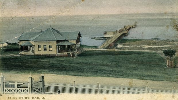A postcard of Southport Pier looking east from Star of the Sea Convent, ca. 1900.