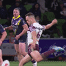 Harry Grant was penalised for this contact on Luke Brooks.