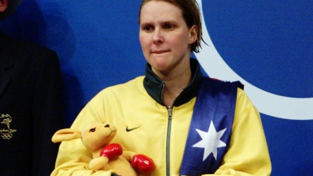 A heartbroken Susie O'Neill following her silver-medal performance in the Sydney 2000 200m butterfly final.