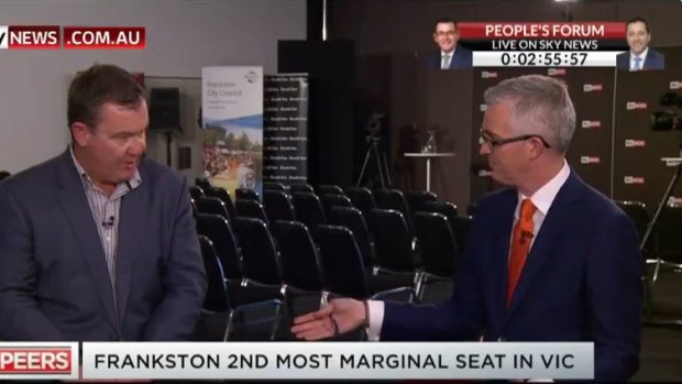 Liberal candidate for Frankston Michael Lamb in an awkward interview with David Speers on Sky News.