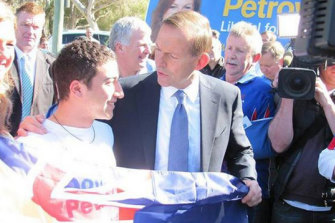 Stefan Eracleous on the campaign trail with former prime minister Tony Abbott in 2013.