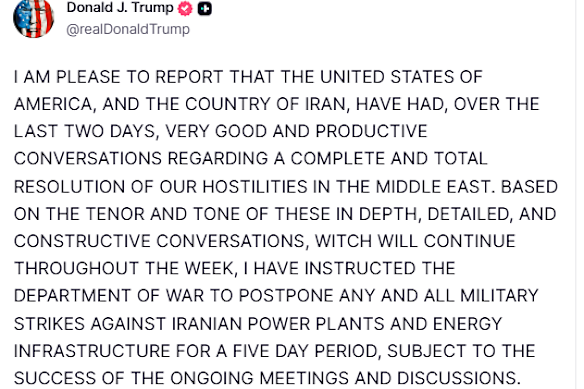 منشور دونالد ترامب على Truth Social.