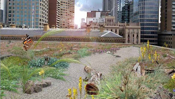 Artist's impression of the green roof at 1 Treasury Place