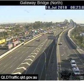 Traffic was already banking up just after 8am on the Gateway Motorway Bridge.