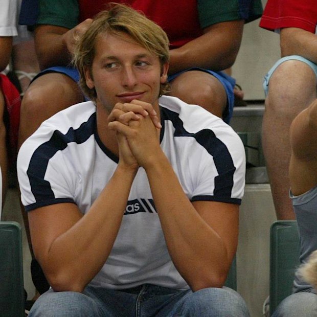 Ian Thorpe watches the final of the men’s 400m freestyle.
