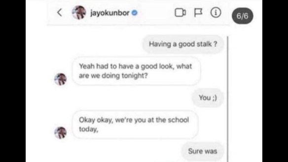 The exchange between Okunbor and a schoolgirl on social media.