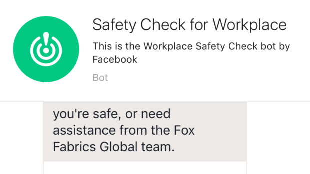 Safety check on Workplace by Facebook 