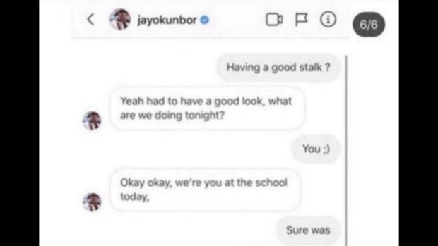 The exchange between Okunbor and a schoolgirl on social media.