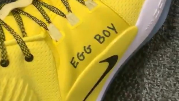 Words of support: Ben Simmons' shoe on Tuesday night.