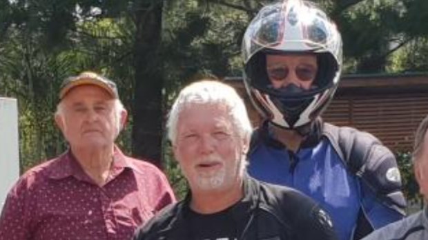 Kevin Bartley, 61, (centre) died after crashing 10 metres down the side of Mount Nebo.
