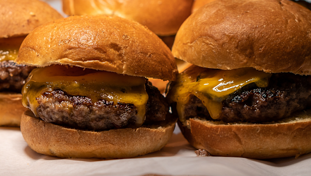 Burgers made with bush beef, which is sourced from the wild herds in the heart of Balnggarrawarra Country.