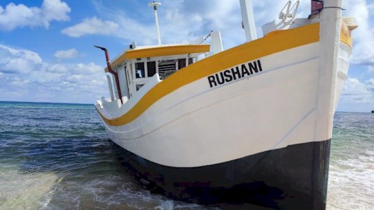 The boat on which the 13 Iraqis and three Indonesian crew returned to Indonesia on.