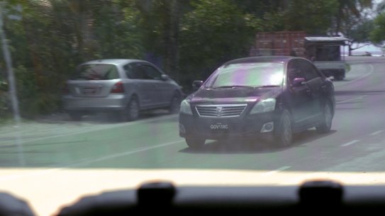 GOV158C – the Kiribati government vehicle tailing 60 Minutes on its recent trip.