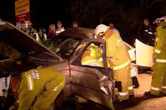 First responders at the scene of the crash.