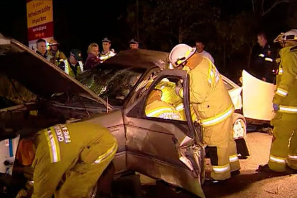 First responders at the scene of the crash.