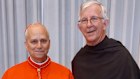Robert Prevost, now Pope Leo XIV, with Australian Augustinian priest Fr Tony Banks at the Vatican after Prevost was made a cardinal in September 2023. 
