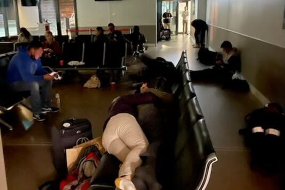 Passengers were left stranded at Geraldton Airport on Tuesday night.