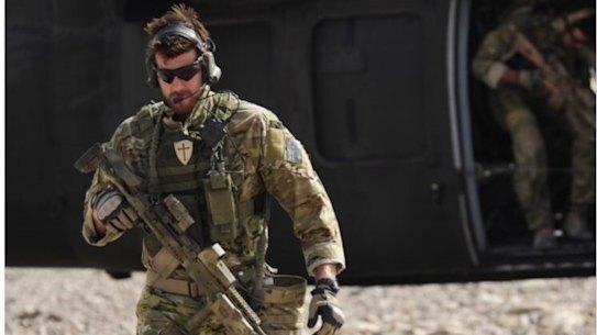A photo of Ben Roberts-Smith displaying a Crusader’s cross, which was edited by Defence to remove the symbol.