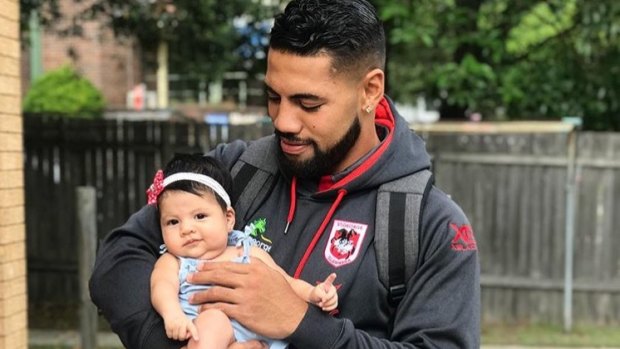 Family man: Dragons player Hame Sele with his daughter Valentina.