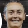 Matildas star Caitlin Foord with close friend Jackson Hastings at a game in Newcastle earlier this year.