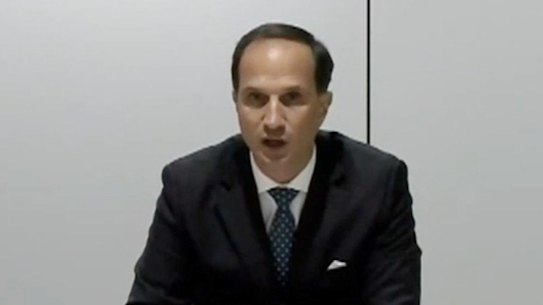 AMP chief executive Francesco De Ferrari and managing director of superannuation Lara Bourguignon appear via video link before the House of Representatives economics committee inquiry into the superannuation sector on Thursday.

