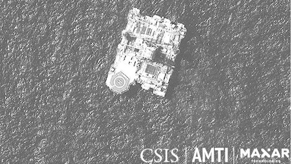 A satellite image of the oil rig at the centre of the dispute.