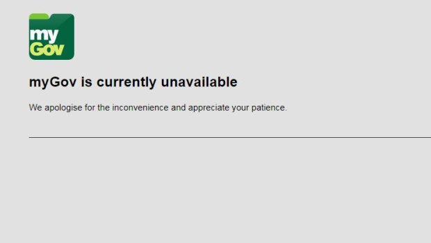 The myGov website at 11.30am on Friday.