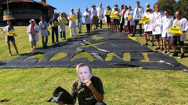 
Protesters in Perth on Wednesday claimed fracking in WA could be worse than six Adani coal mines. 
