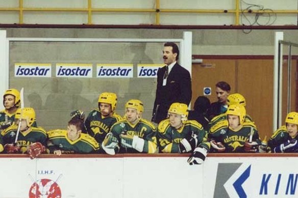Former Australian coach Ryan Switzer barks instructions from the sidelines.