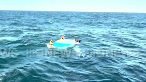The capsized boat off Rottnest Island.