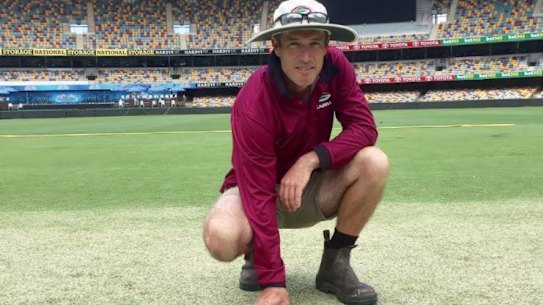 Retiring Gabba wicket curator Kevin Mitchell junior with new curator David Sandurski.