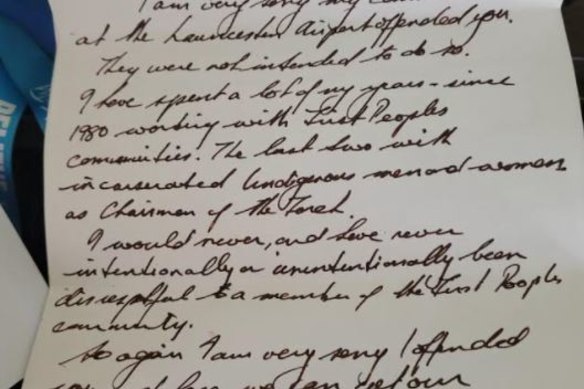 The letter Hawthorn president Jeff Kennett sent Cyril Rioli’s wife, Shannyn.
