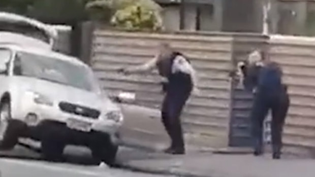 Footage of Brenton Tarrant being arrested  in Christchurch after the mosque shootings.